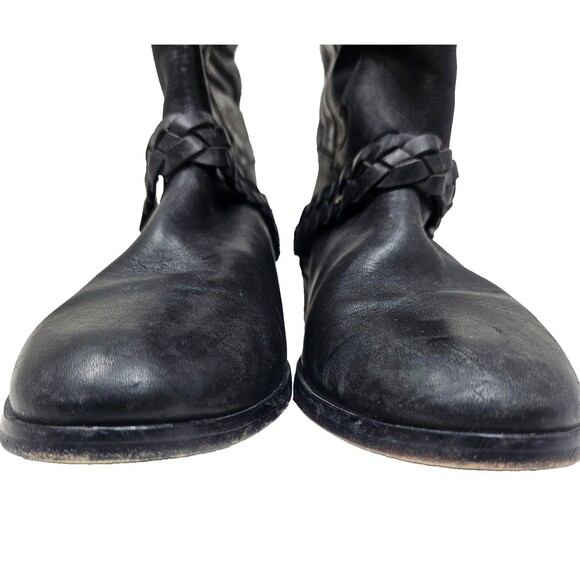 GOLDEN GOOSE Tall Leather Boots Clamp Heel Black Women's 38 US 7, 7.5 Equestrian - Picture 5 of 16